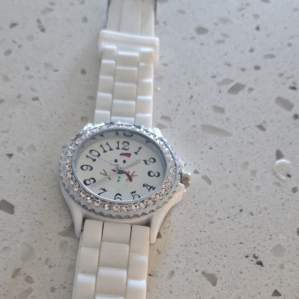Geneva White Watch with Silver Accents
